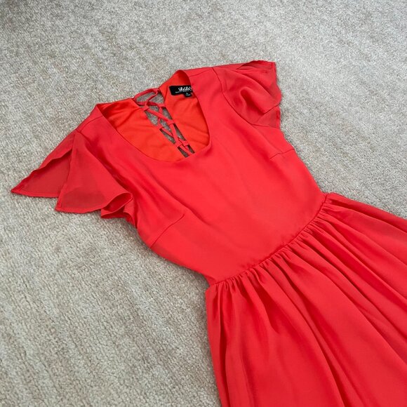 3 for $6 Lulus La Brea Summer Short Sleeve Lace Up Open Back Mini Dress S - Picture 3 of 9